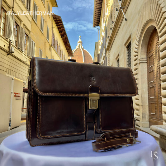 Italian Handmade Leather Briefcase Bags for Men | Elevate Your Style with Exquisite Craftsmanship made in Italy from Florence | shoulder bag - Italy Leather Shop