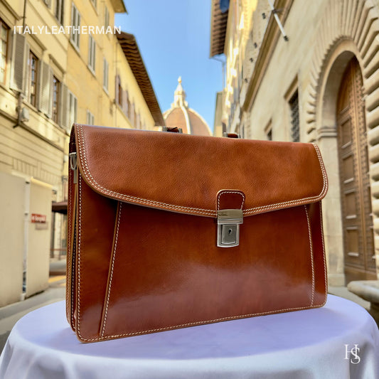 Italian Handmade Leather Briefcase Bags for Men | Elevate Your Style with Exquisite Craftsmanship made in Italy from Florence | shoulder bag - Italy Leather Shop