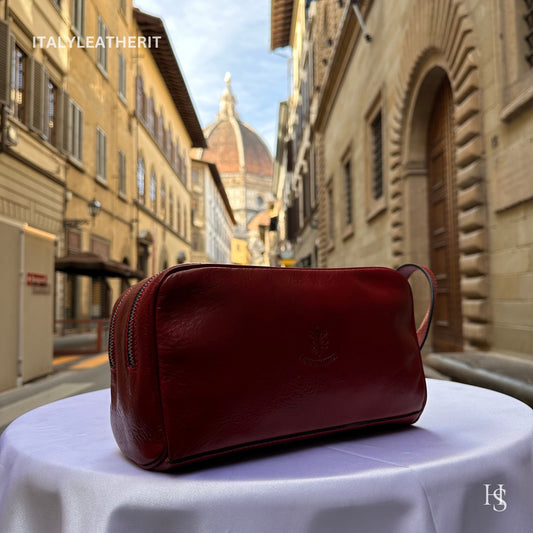 Italian Handmade Italian Leather Toiletry Unisex from Florence ll Made In Italy,leather dopp kit