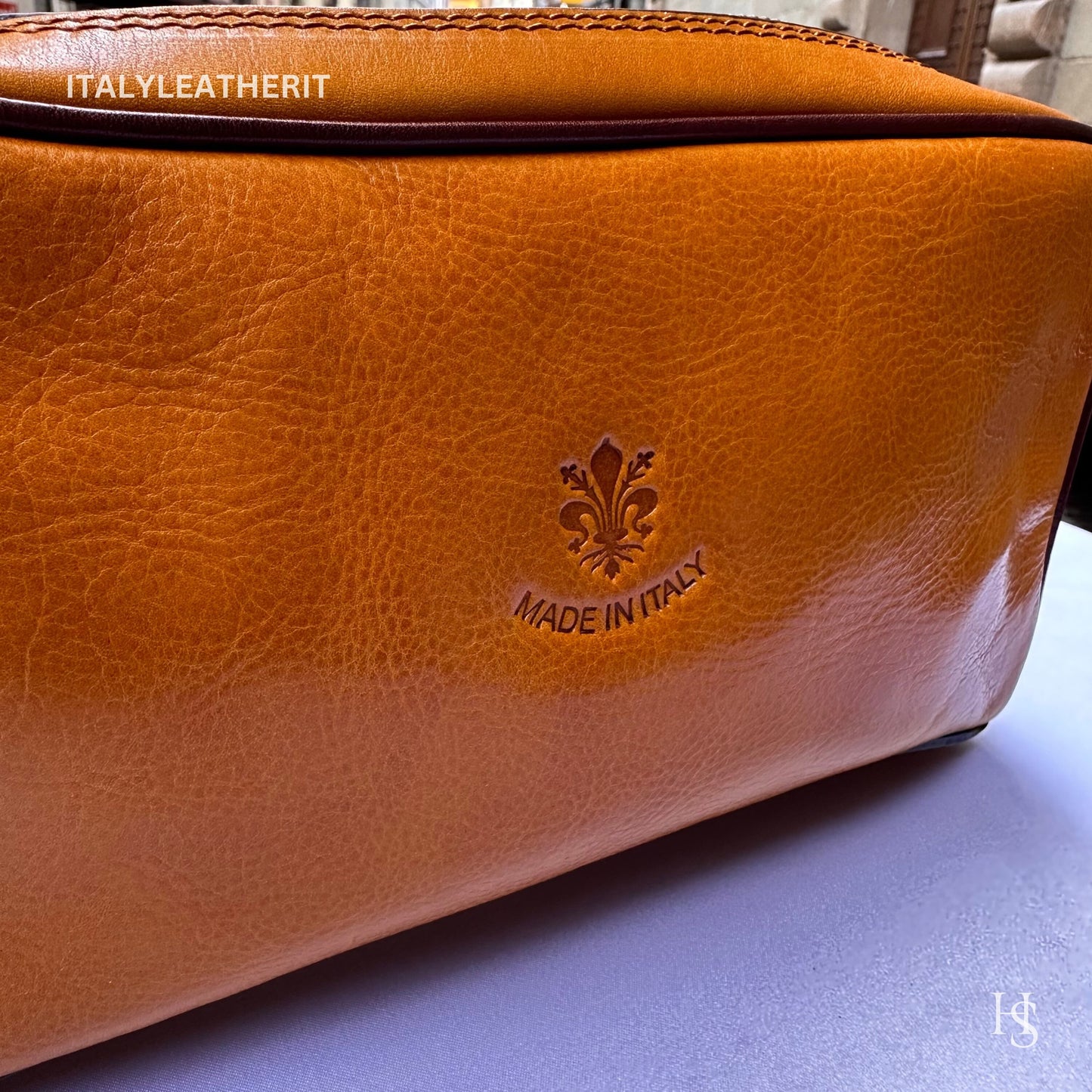 Italian Handmade Italian Leather Toiletry Unisex from Florence ll Made In Italy,leather dopp kit