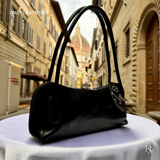 Italian Handmade Leather Bags For Women l Elegant Leather Tote From Florence, Black leather tote