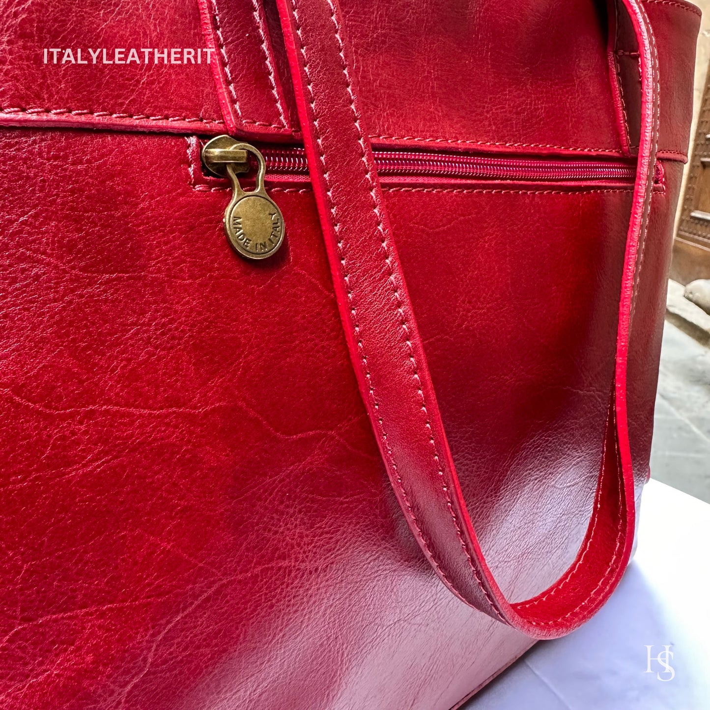 Italian Handmade Leather Bags For Women l l Elegant Leather Tote From Florence, Perfect Gift For Her, Red leather bag