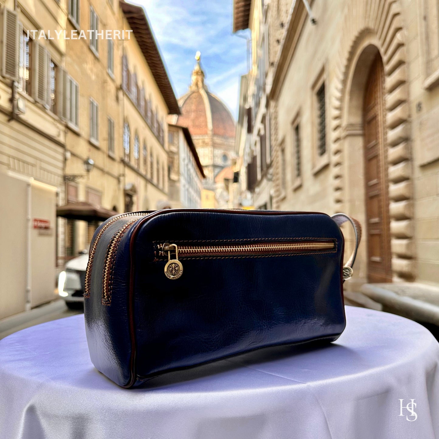 Italian Handmade Italian Leather Toiletry Unisex from Florence ll Made In Italy,leather dopp kit