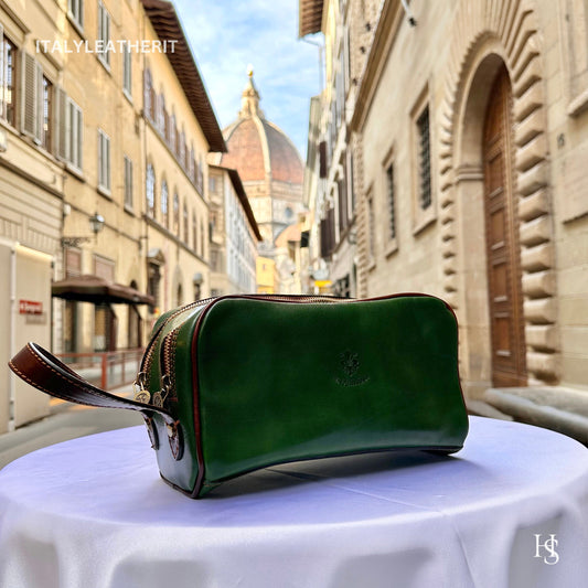 Italian Handmade Italian Leather Toiletry Unisex from Florence ll Made In Italy,leather dopp kit