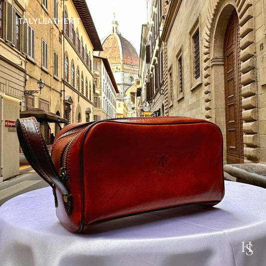 Italian Handmade Italian Leather Toiletry Unisex from Florence ll Made In Italy,leather dopp kit