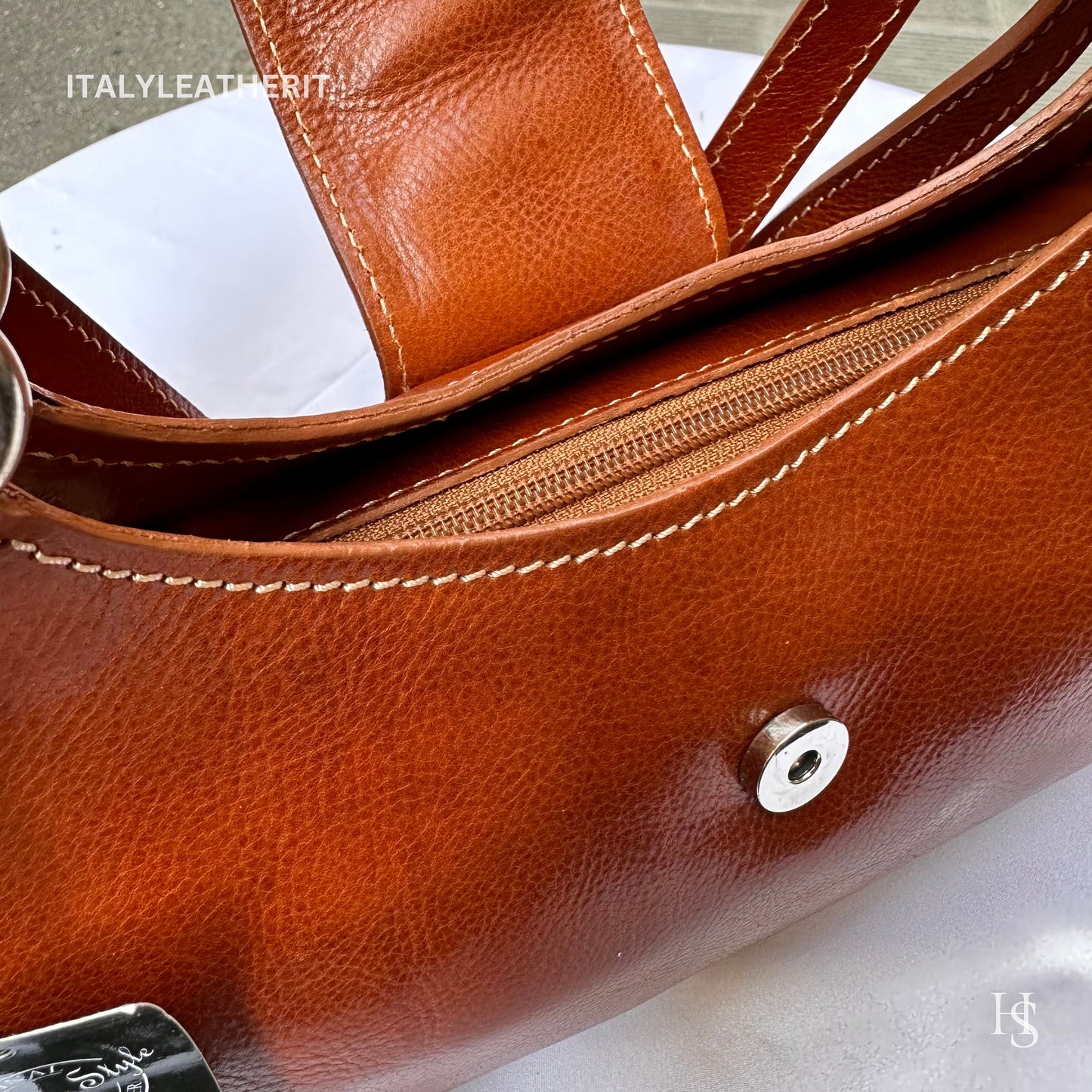 Italian Handmade Leather Bags For Woman l l Elegant Leather Tote From Florence, Brown shoulder bag