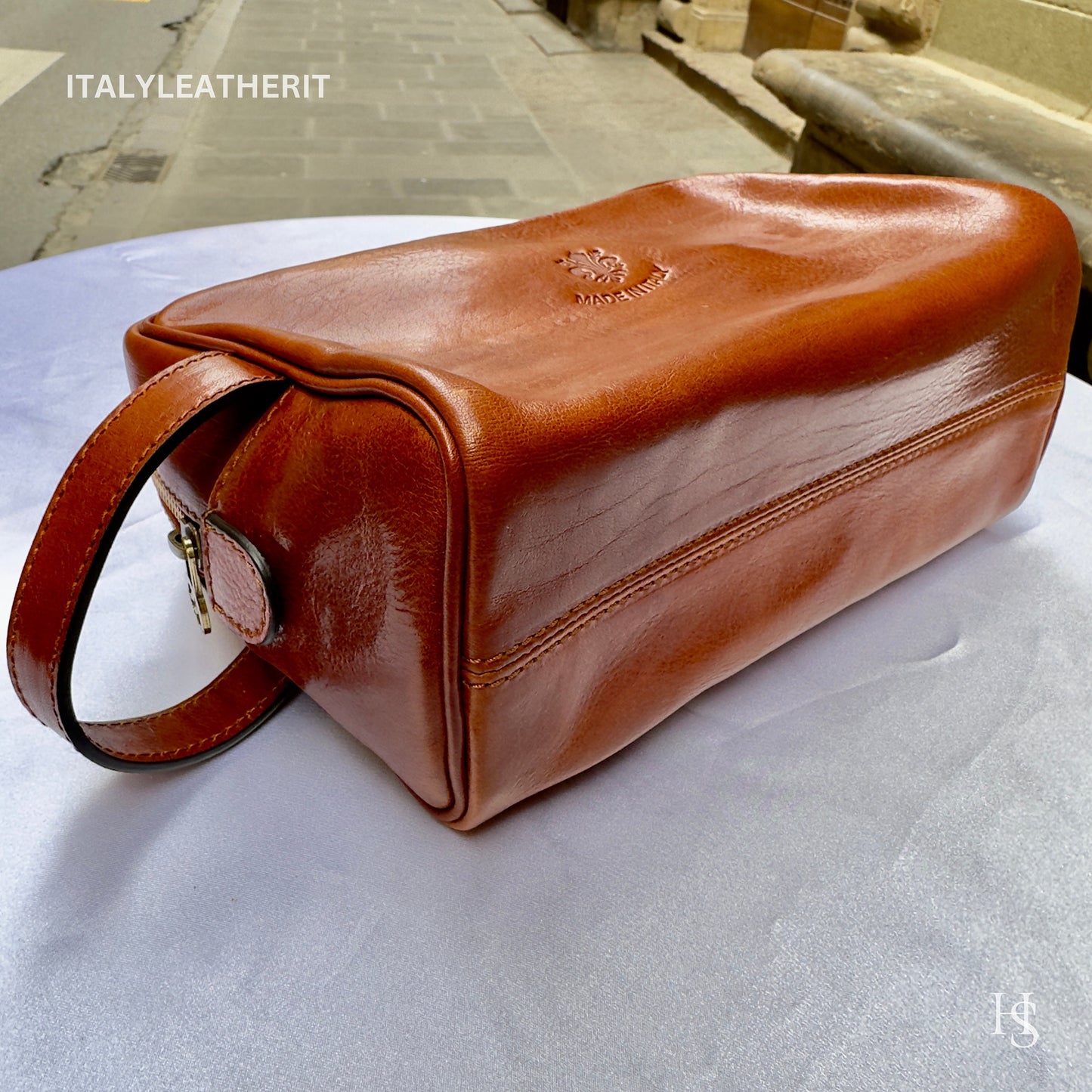 Italian Handmade Italian Leather Toiletry Unisex from Florence ll Made In Italy, leather dopp kit bag