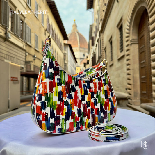 Italian Handmade Leather Bags For Women | Elegant Multicolor Leather Shoulder Tote From Florence