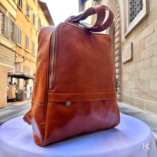 Italian Handmade Leather Backpack Unisex ll Genuine Leather Made In Italy Florence, backpack for men and women