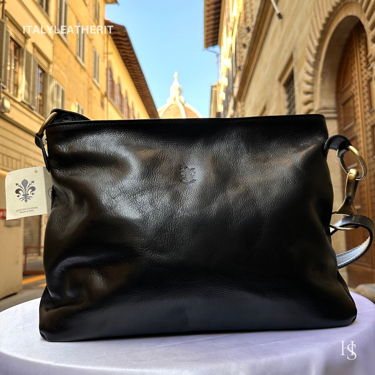 Italian Handmade Leather Bags For Women l l Elegant Leather Tote From Florence, black shoulder bag