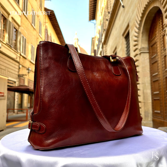 Italian Handmade Leather Bags For Women l l Elegant Leather Tote From Florence, the perfect gift for her, Full grain