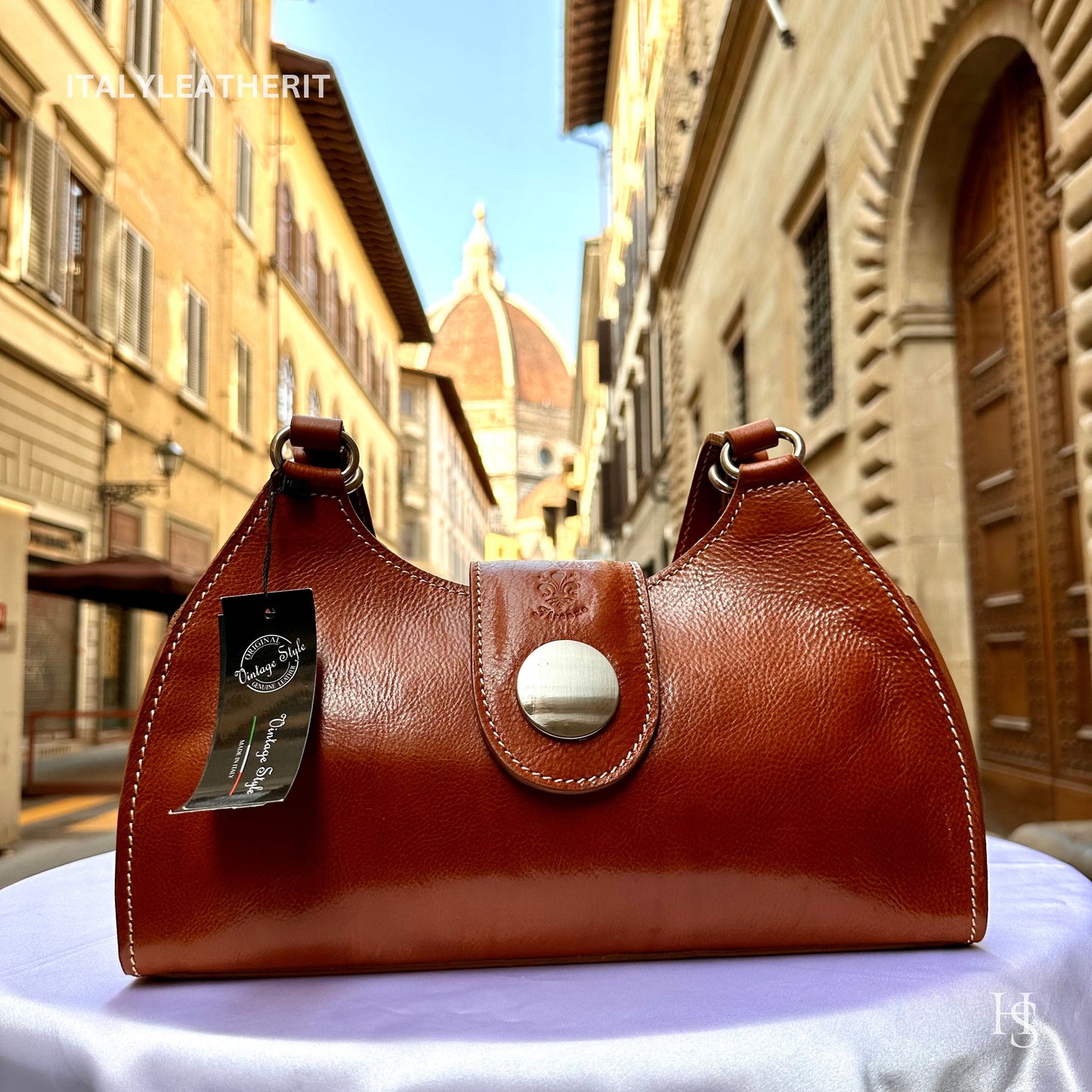 Italian Handmade Leather Bags For Woman l l Elegant Leather Tote From Florence, Brown shoulder bag