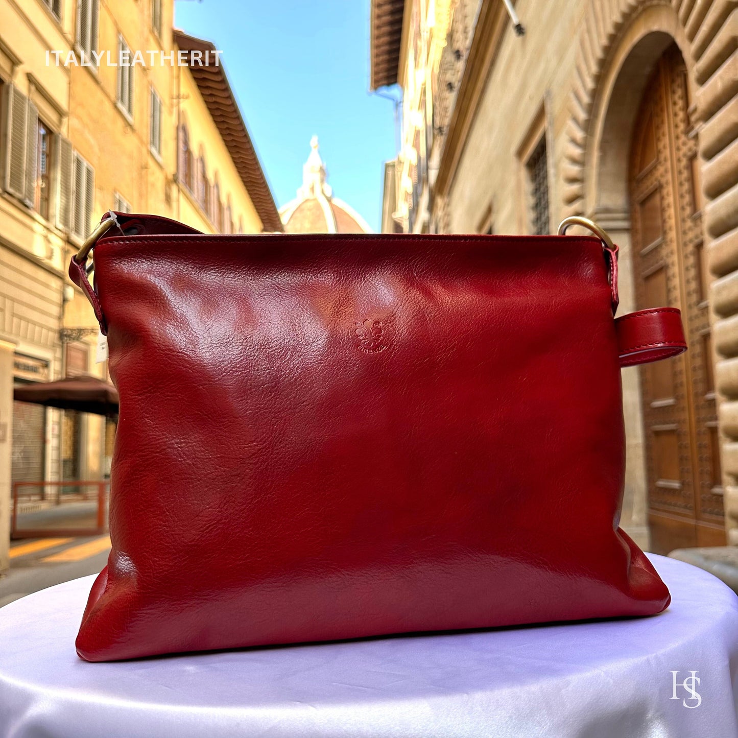 Italian Handmade Leather Bags For Woman l l Elegant Leather Tote From Florence, Red leather bag
