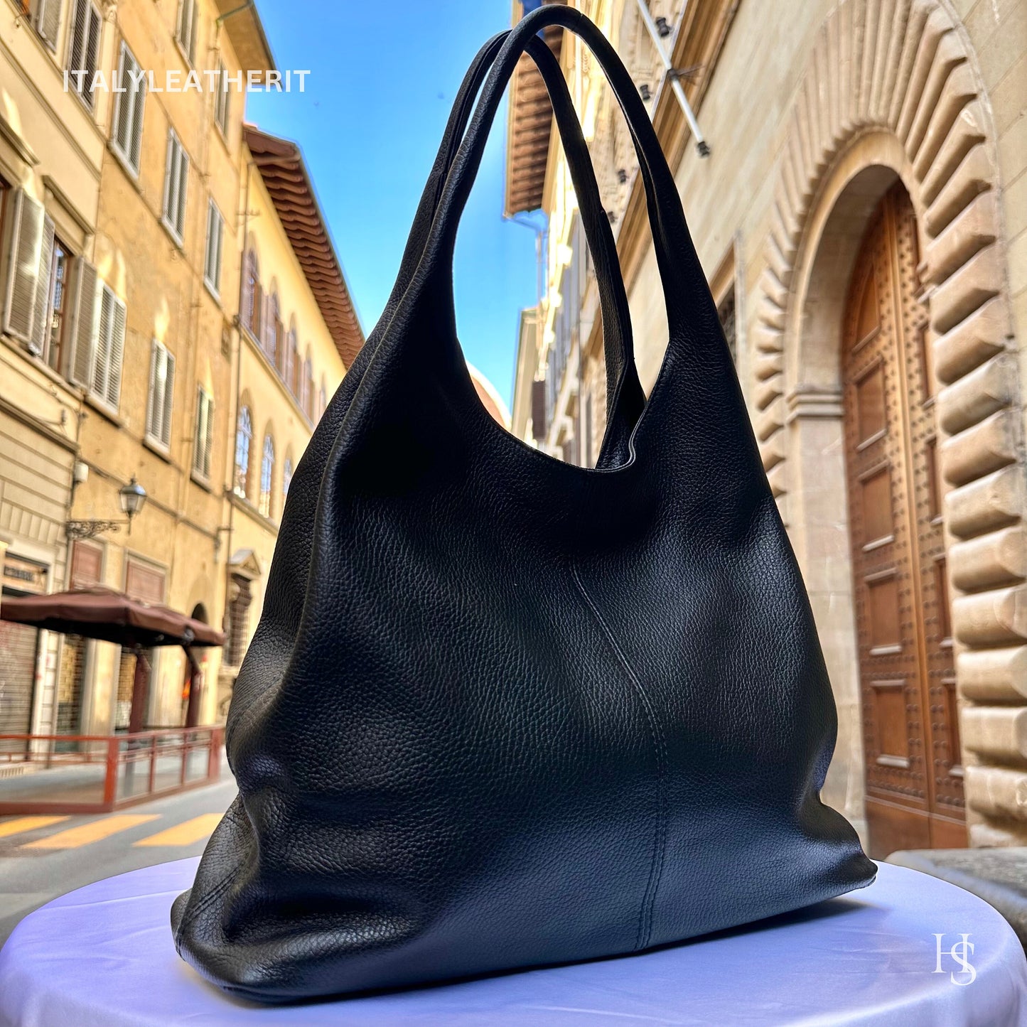 Italian Handmade Soft Leather Bags For Women l l Soft Leather From Florence l Made In Italy, Black shoulder bag