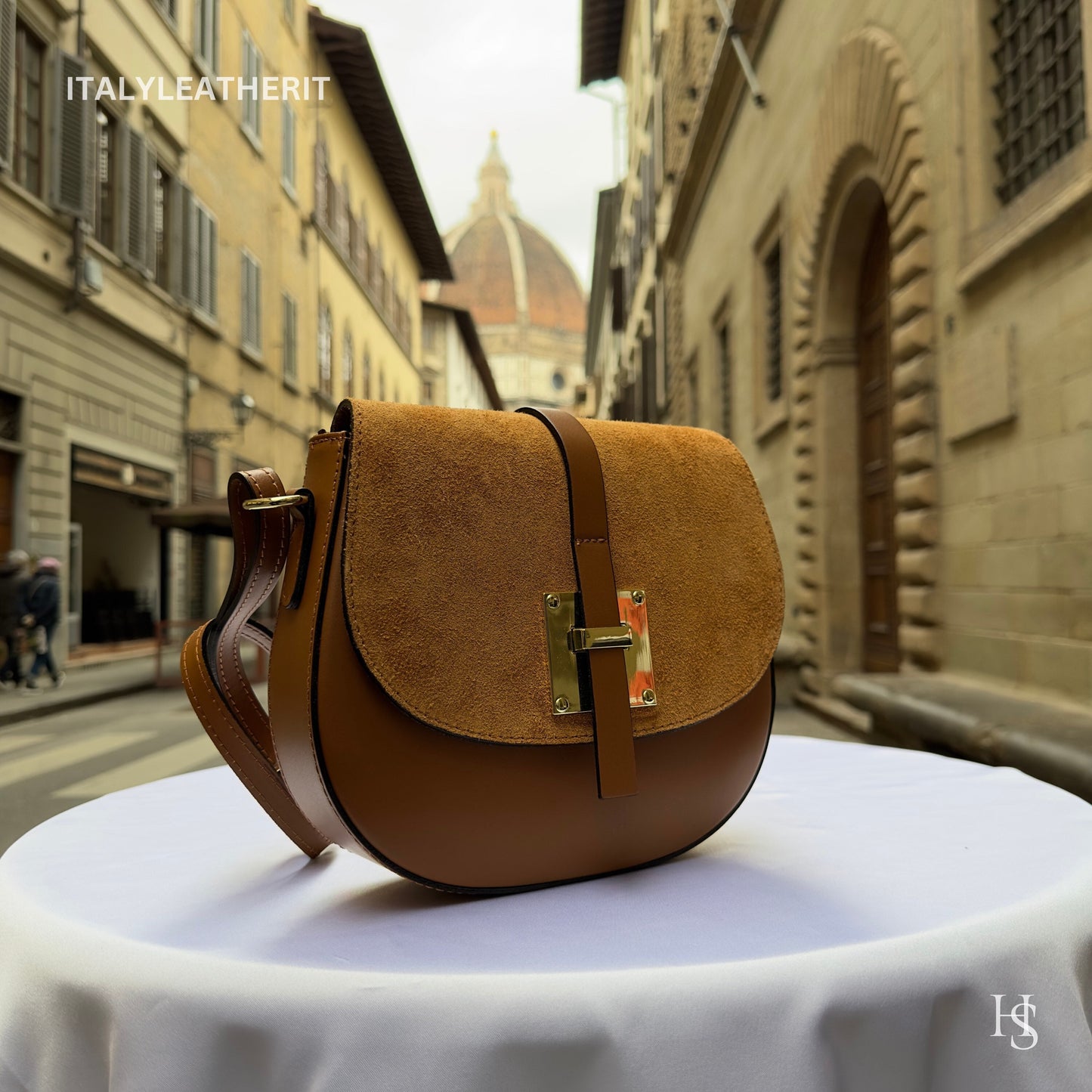 Italian Handmade Leather Bags For Women | Elegant Brown Crossbody Tote From Florence | Genuine Leather