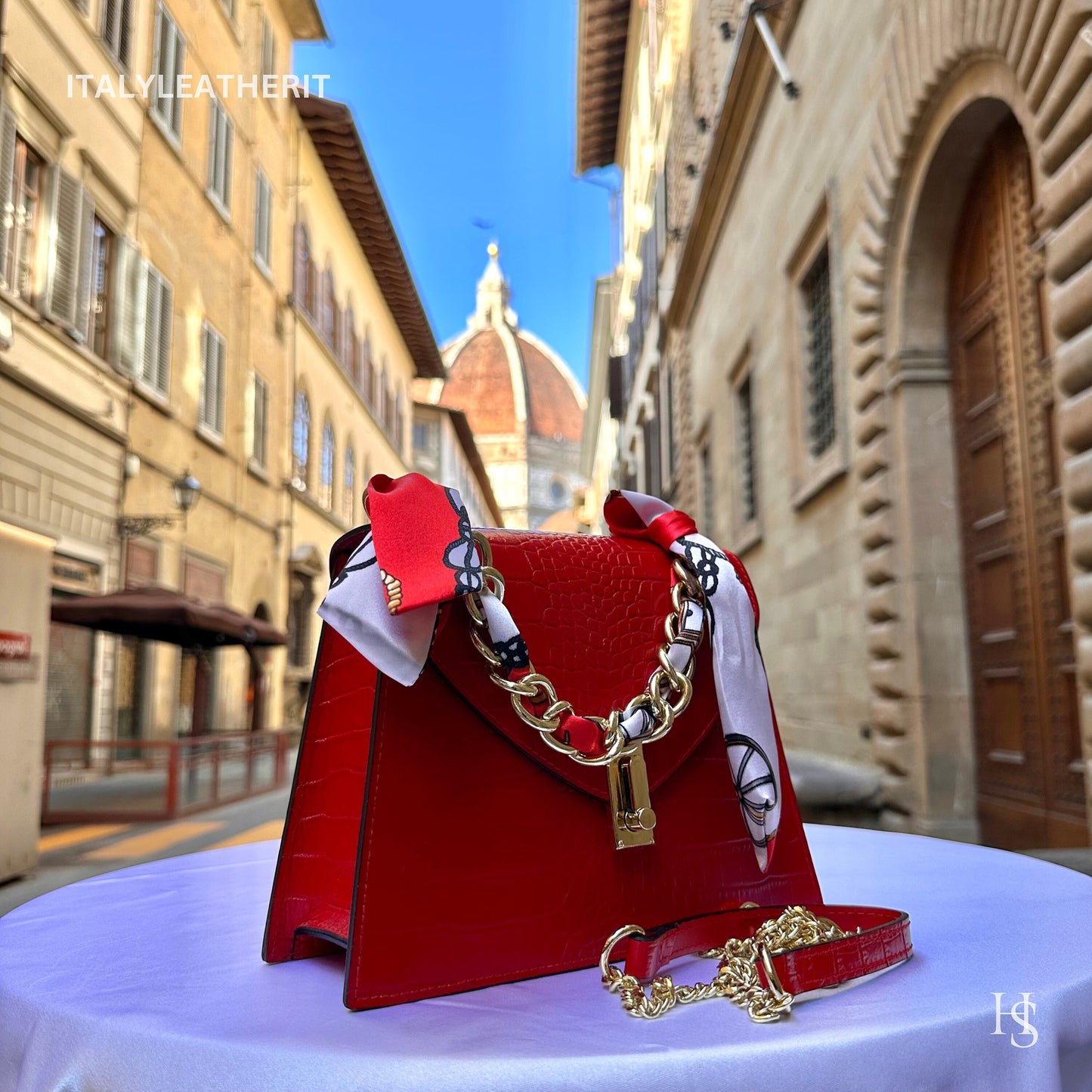 Italian Handmade Leather Bags For Women l l Elegant Leather Tote From Florence, red leather tote