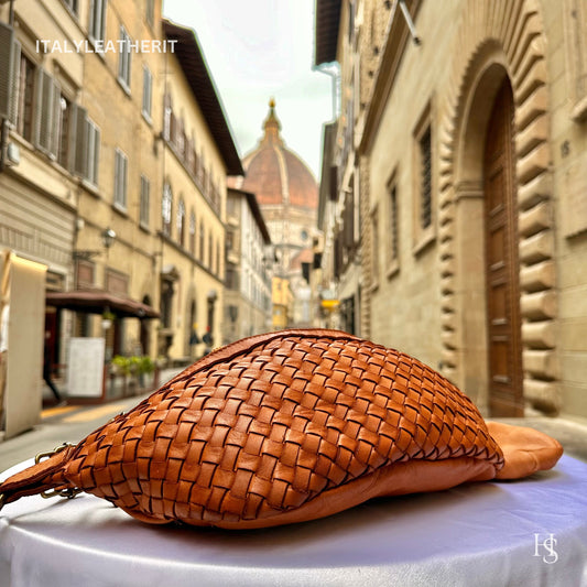 Italian Handmade Leather Sling Bag for Unisex Made In Italy from Florence | Waist Bag