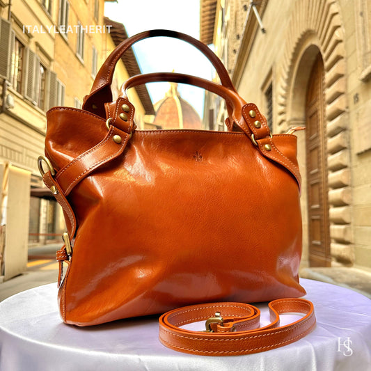 Italian Handmade Leather Bags For Women | Elegant Leather Tote From Florence | Made in Italy Full Grain Leather