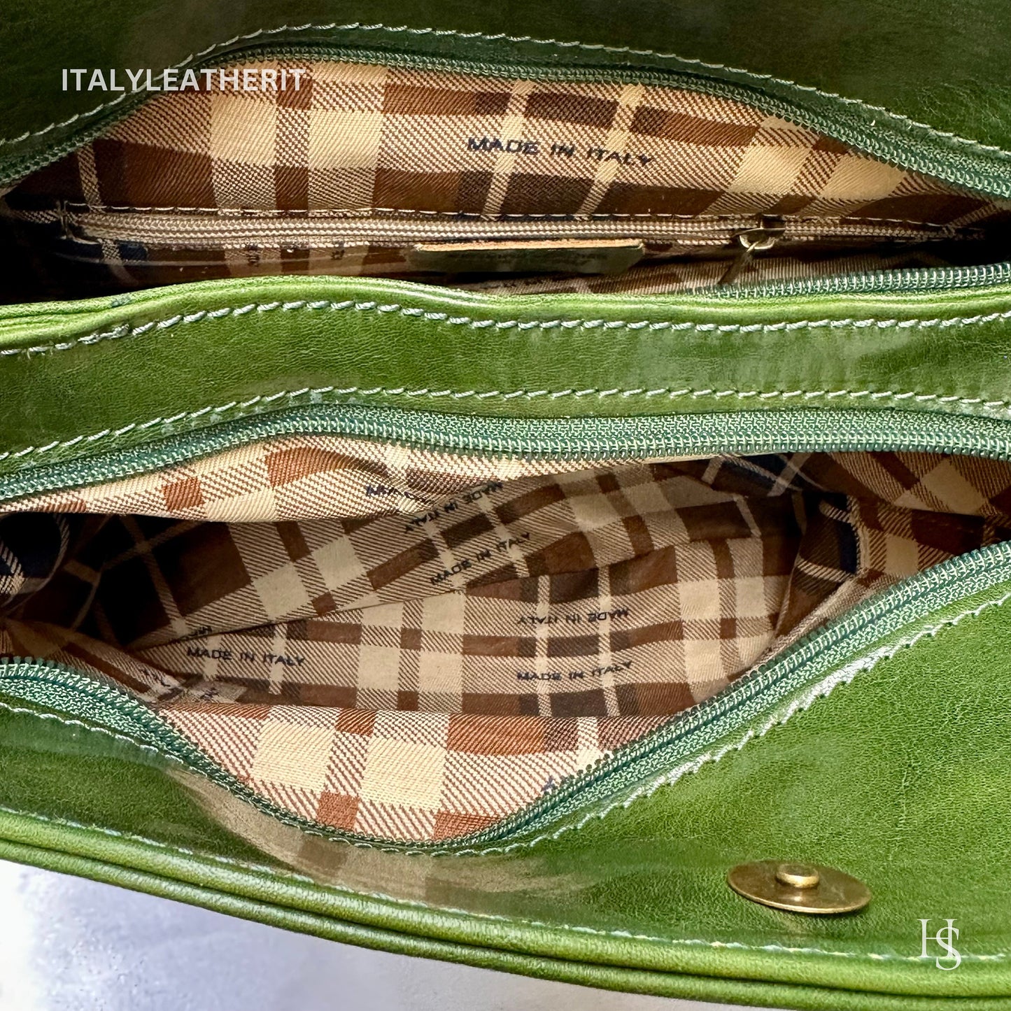 Italian Handmade Leather Bags For Woman l l Elegant Leather Tote From Florence, Made In Italy, Green purse