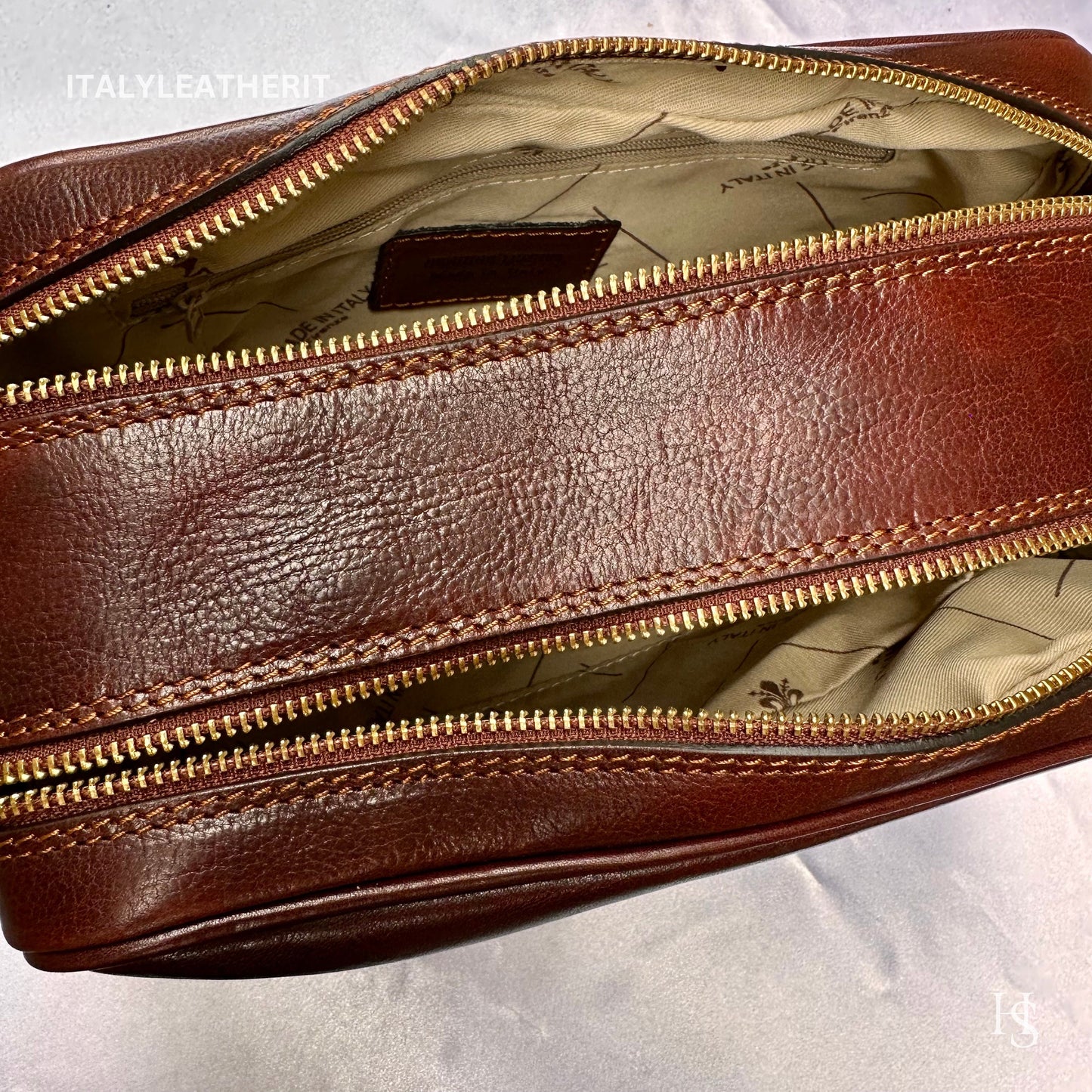 Italian Handmade Italian Leather Toiletry Unisex from Florence ll Made In Italy, leather dopp kit