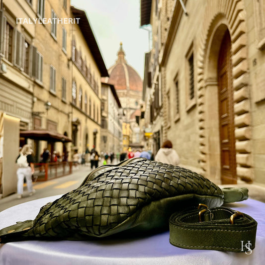 Italian Handmade Leather Sling Bag for Unisex Made In Italy from Florence | Waist Bag
