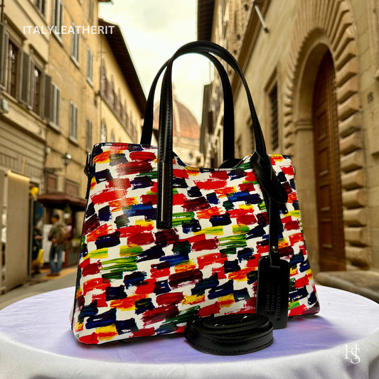 Italian Handmade Leather Bags For Women l Elegant Leather Tote From Florence | Made in Italy, Colorful bag