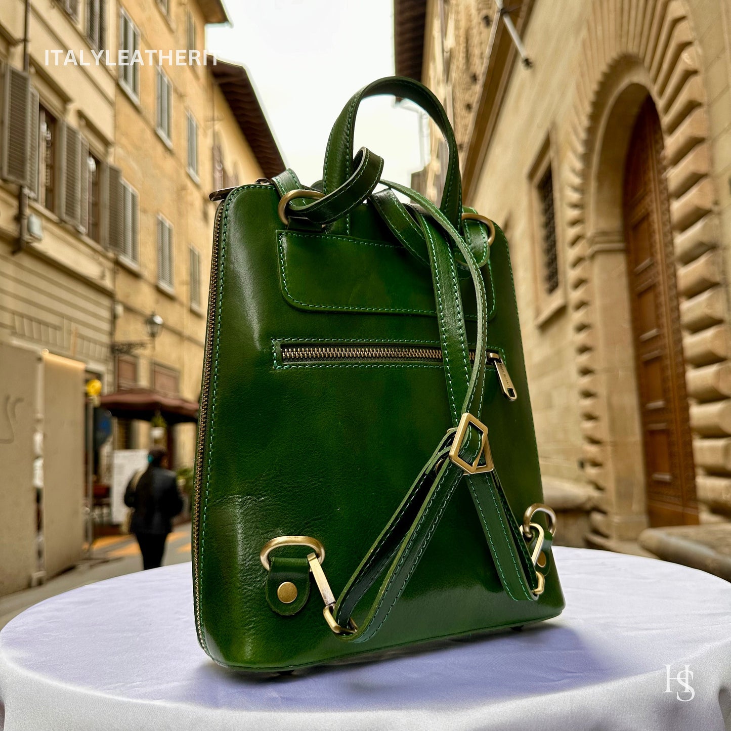 Italian Unisex Handmade Tuscan Leather Backpack From Florence, Made In Italy, Computer bag, Elegant backpack