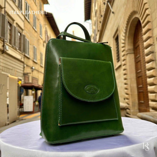 Italian Unisex Handmade Tuscan Leather Backpack From Florence, Made In Italy, Computer bag, Elegant backpack