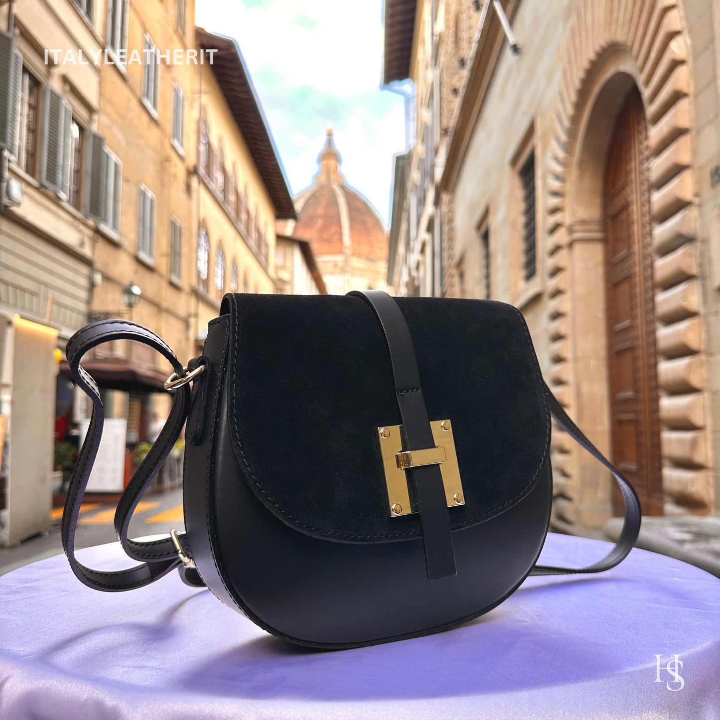 Italian Handmade Leather Bags For Women | Elegant Black Leather Tote From Florence, Stylish Crossbody Bag