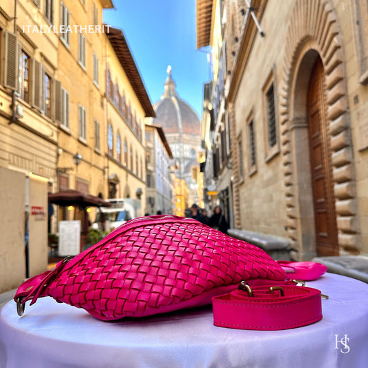 Italian Handmade Leather Sling Bag for Unisex Made In Italy from Florence | Waist Bag