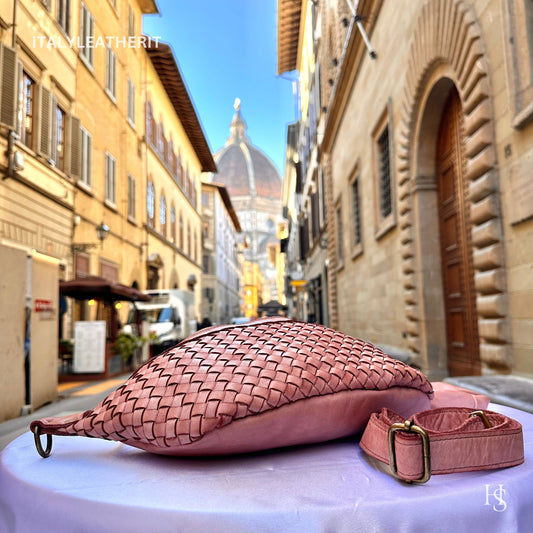 Italian Handmade Leather Sling Bag for Unisex Made In Italy from Florence | Waist Bag