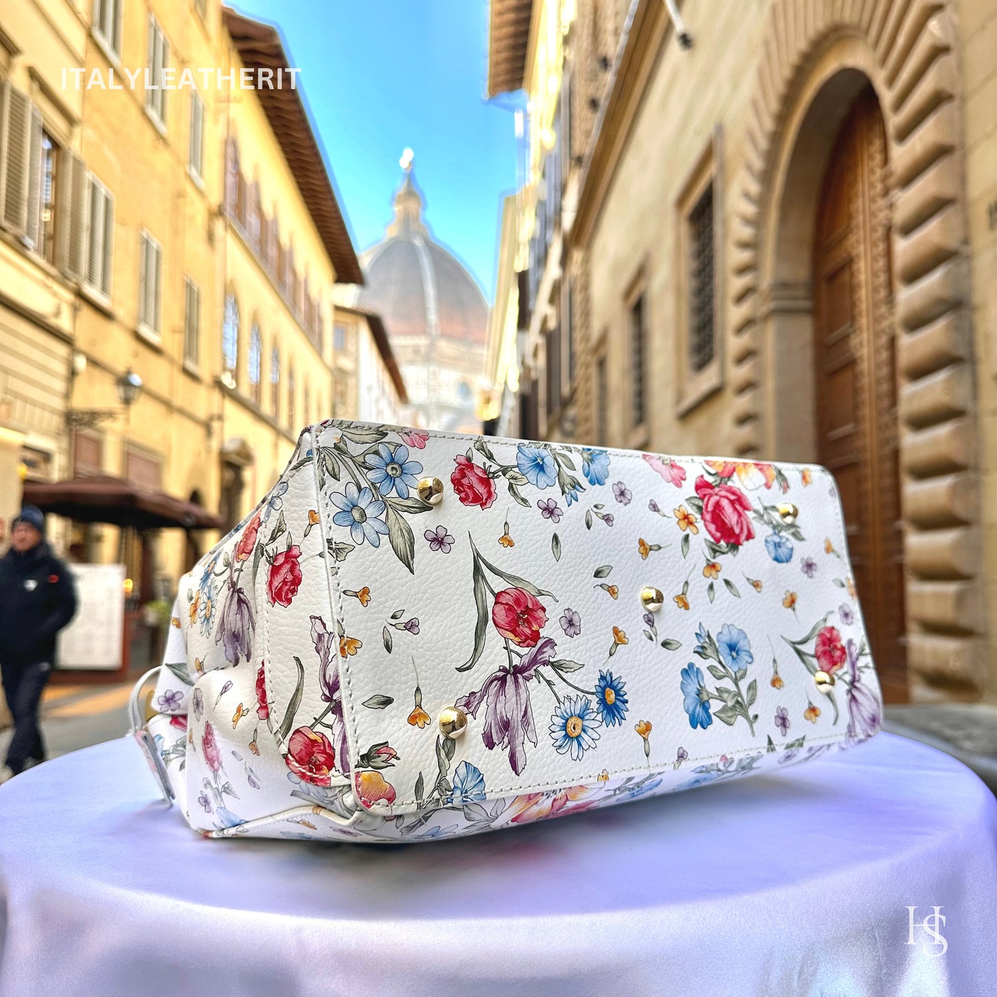 Italian Handmade Leather Bags For Women l l Elegant Leather Tote From Florence, Flower bag, Lock bag