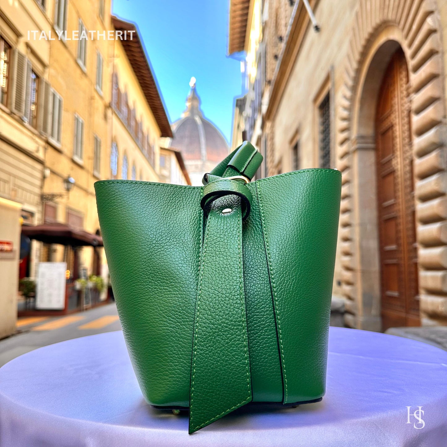 Italian Handmade Leather Bags For Woman l Elegant Leather Tote From Florence, Bucket bag