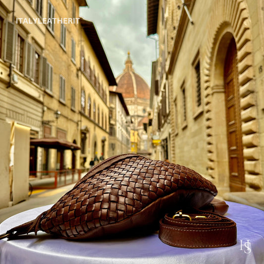 Italian Handmade Leather Sling Bag for Unisex Made In Italy from Florence | Waist Bag