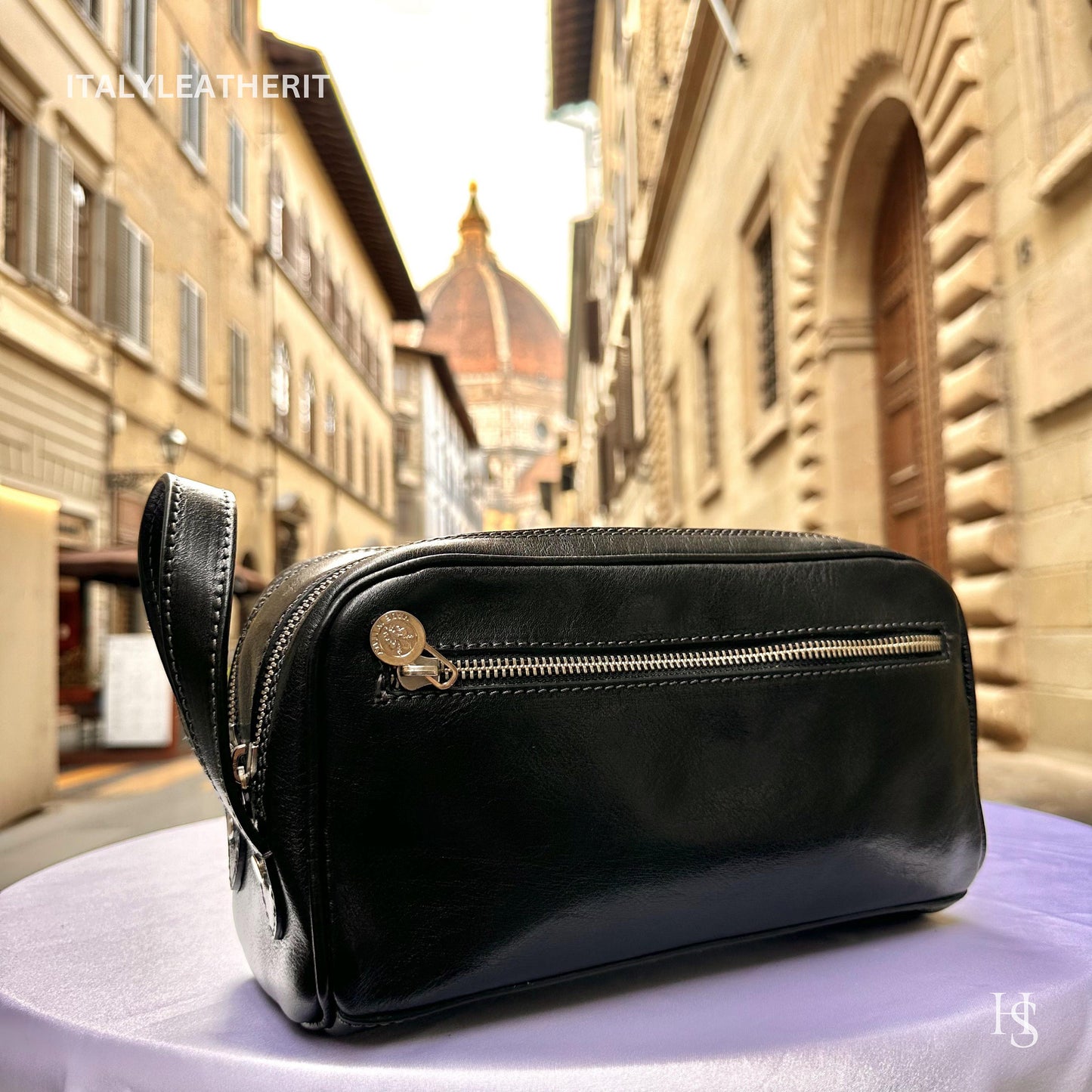 Italian Handmade Italian Leather Toiletry Unisex from Florence ll Made In Italy,leather dopp kit
