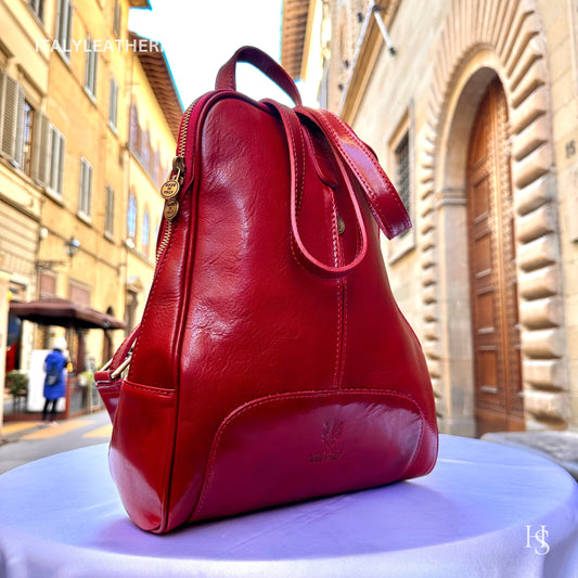 Italian Unisex Handmade Tuscan Leather Backpack From Florence Made In Italy