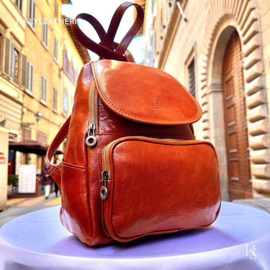 Italian Handmade Unisex Tuscan Leather Backpack from Florence, Italy – Stylish, Authentic, and Durable