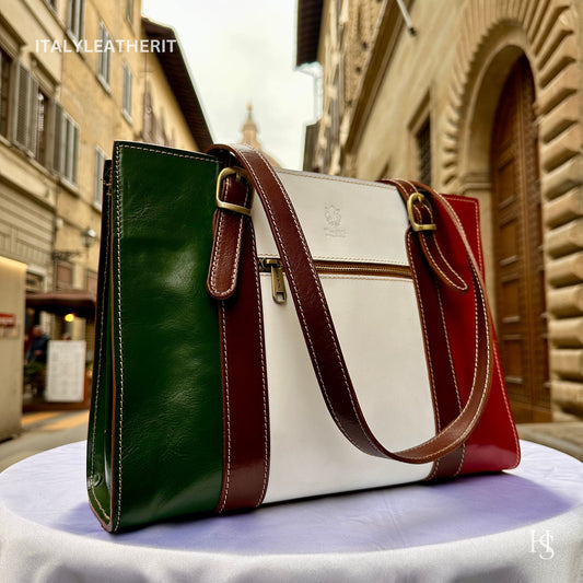 Italian Handmade Leather Bags For Women l l Elegant Leather Tote From Florence, handbag , Multicolor tote