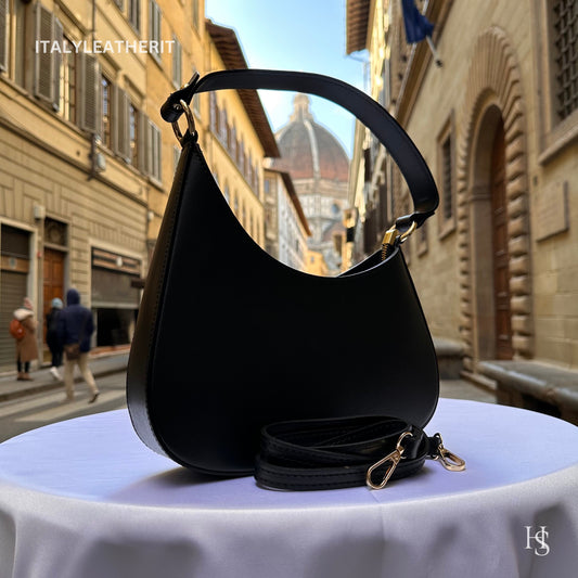 Italian Handmade Leather Bags For Woman l l Elegant Leather Tote From Florence, Made in Italy, black bag