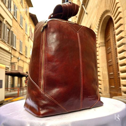 Italian Handmade Leather Backpack Unisex ll Genuine Leather Made In Italy Florence, backpack for men and women
