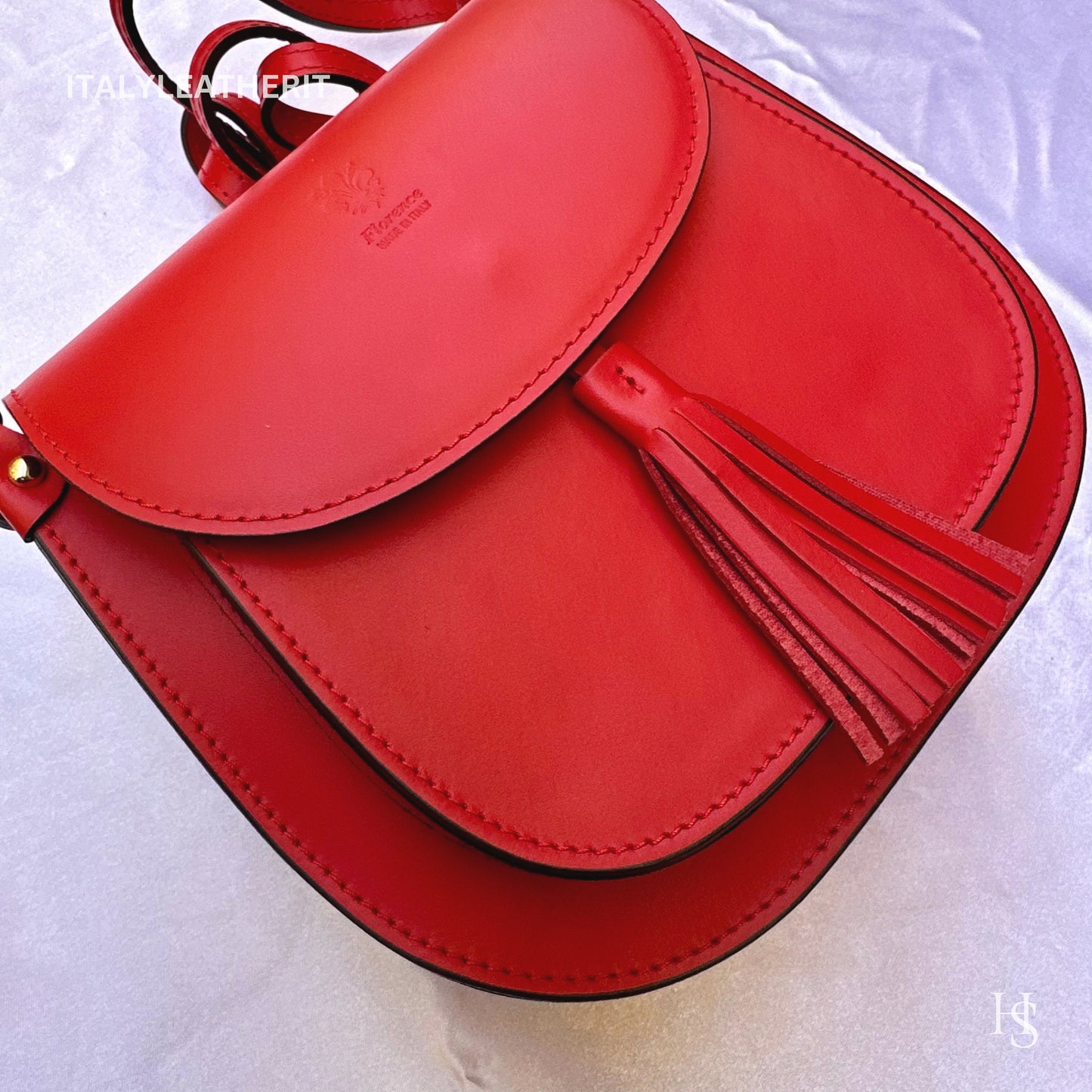 Italian Handmade Leather Bags For Women | Elegant Leather Tote From Florence | Red Crossbody Bag