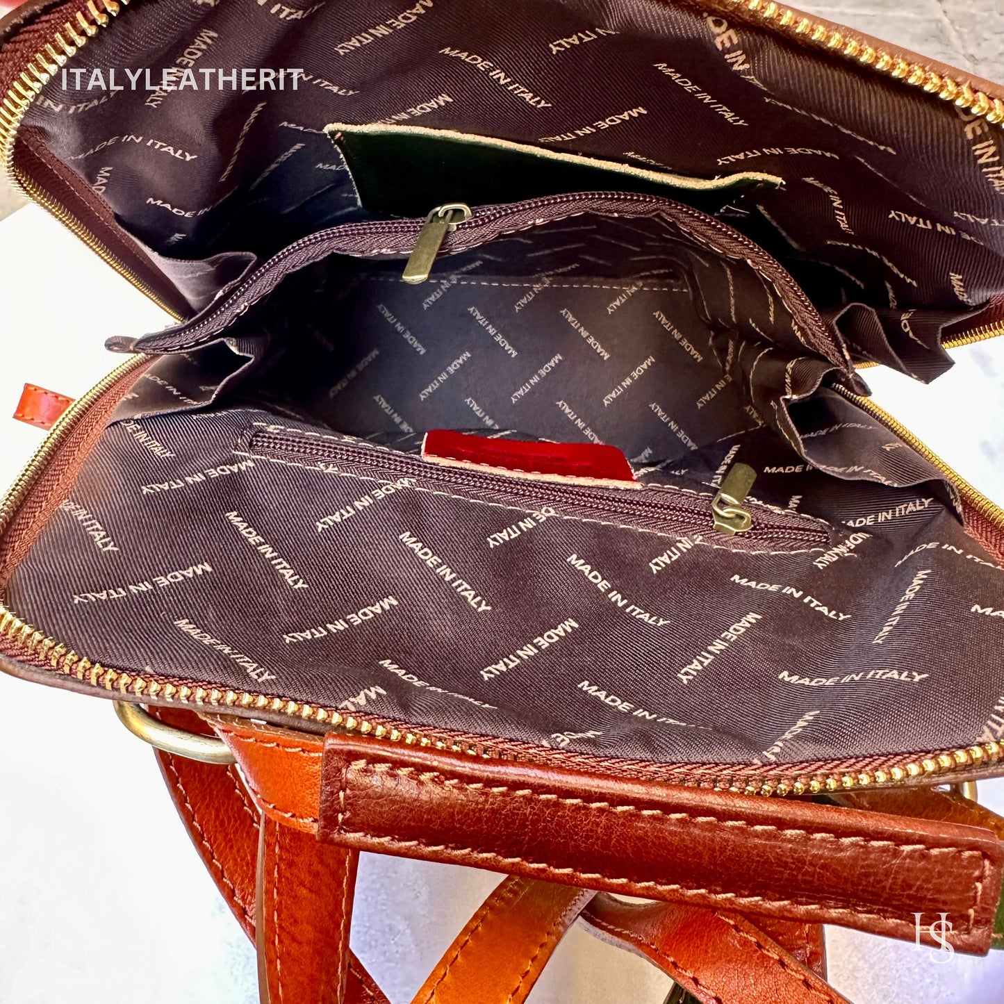 Italian Unisex Handmade Tuscan Leather Backpack From Florence, Made In Italy, Computer bag, multicolor backpack
