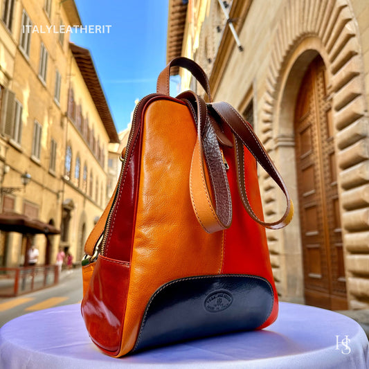 Italian Unisex Handmade Tuscan Leather Backpack From Florence Made In Italy, Stylish, Authentic, and Durable