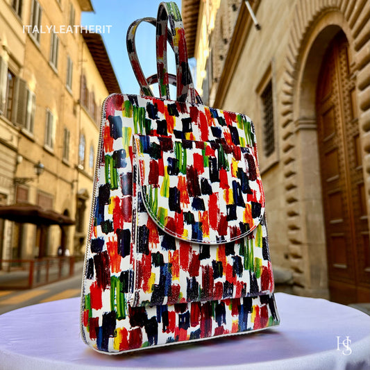 Italian Unisex Handmade Tuscan Leather Backpack From Florence, Made In Italy, Computer bag, Stylish, Authentic, and Durable