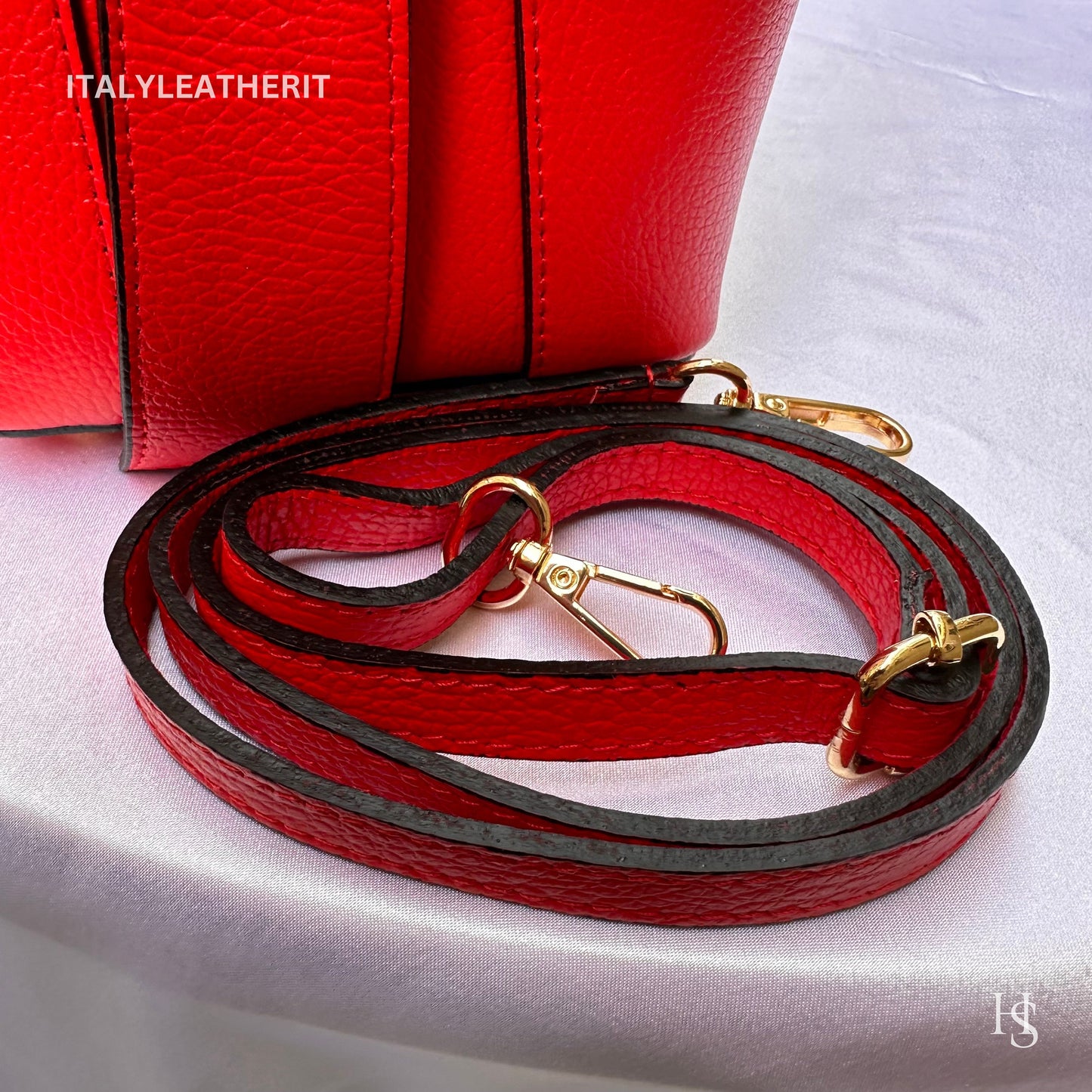 Italian Handmade Leather Bags For Women l l Elegant Leather Tote From Florence, Bucket bag, red leather tote, Made in Italy