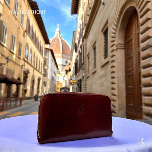 Italian Handmade Leather Wallet For Women | Florence Craftsmanship | Genuine Leather | Women's Fashion Accessory l Brown leather wallet