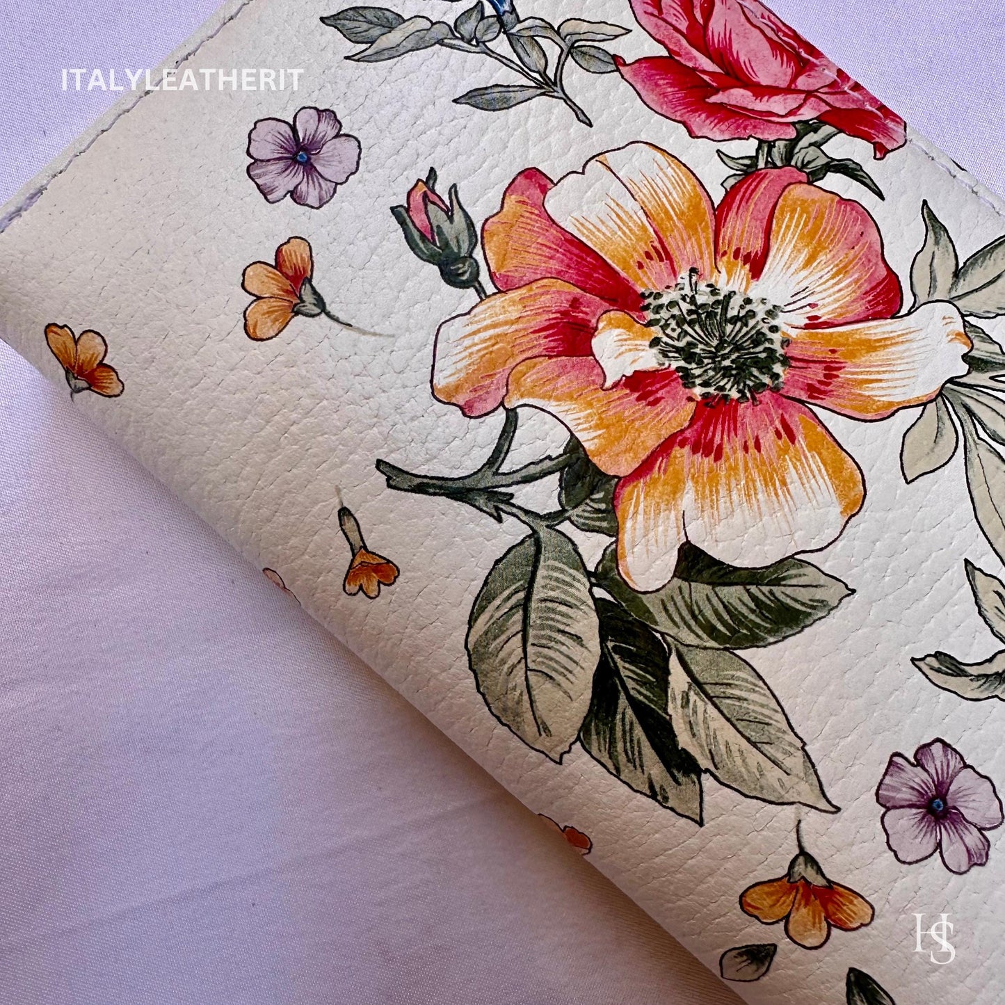 Italian Handmade Leather Wallet For Women | Florence Craftsmanship | Genuine Leather | Flower Wallet