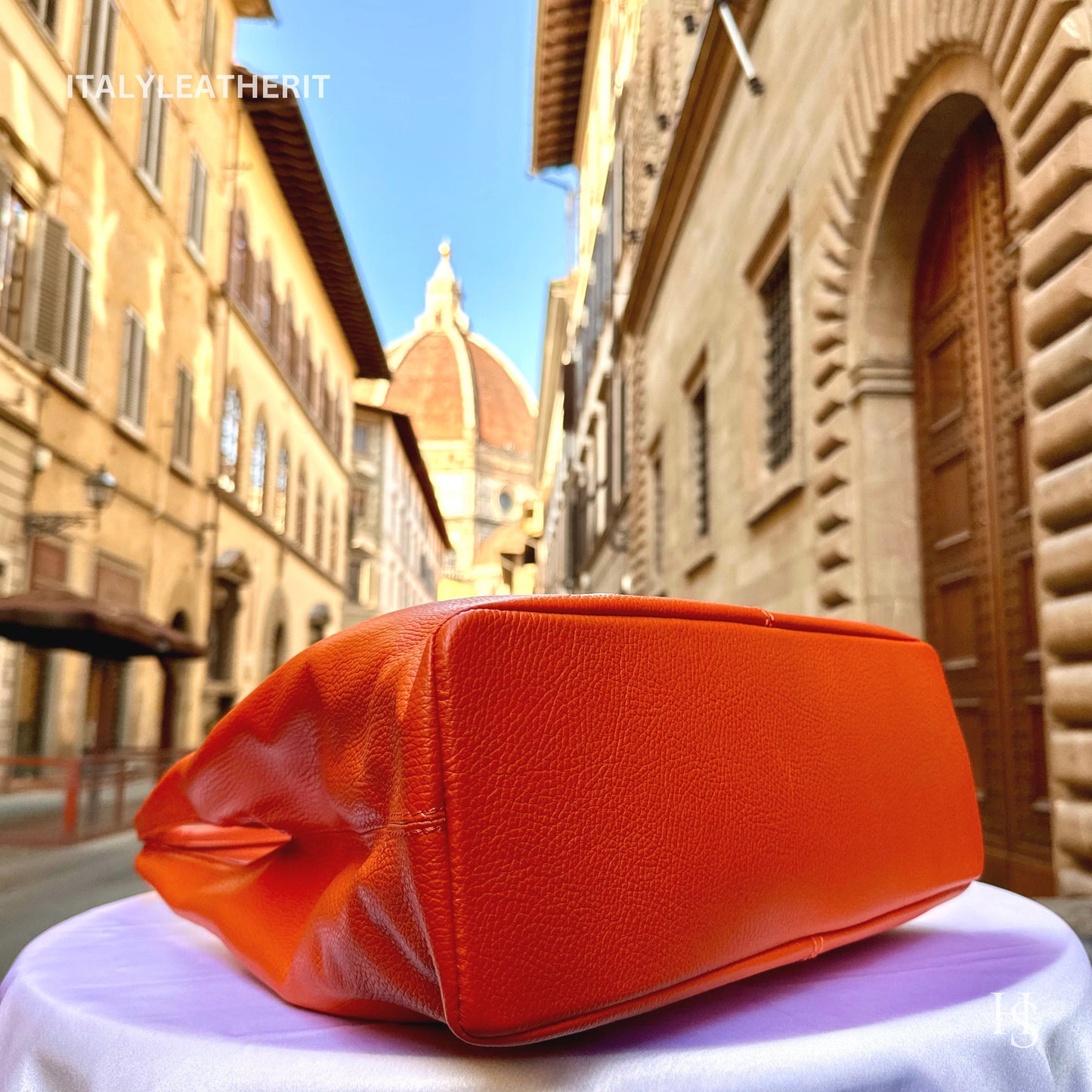 Italian Handmade Soft Leather Bags For Women l Soft Leather From Florence l Orange shoulder Bag
