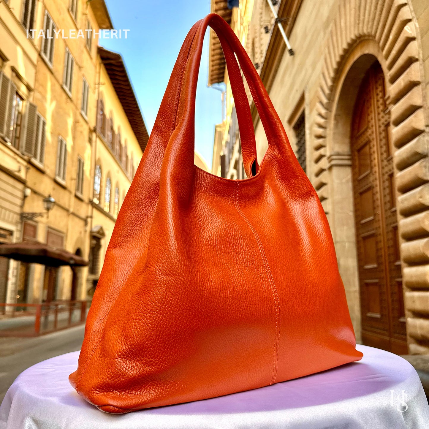 Italian Handmade Soft Leather Bags For Women l Soft Leather From Florence l Orange shoulder Bag