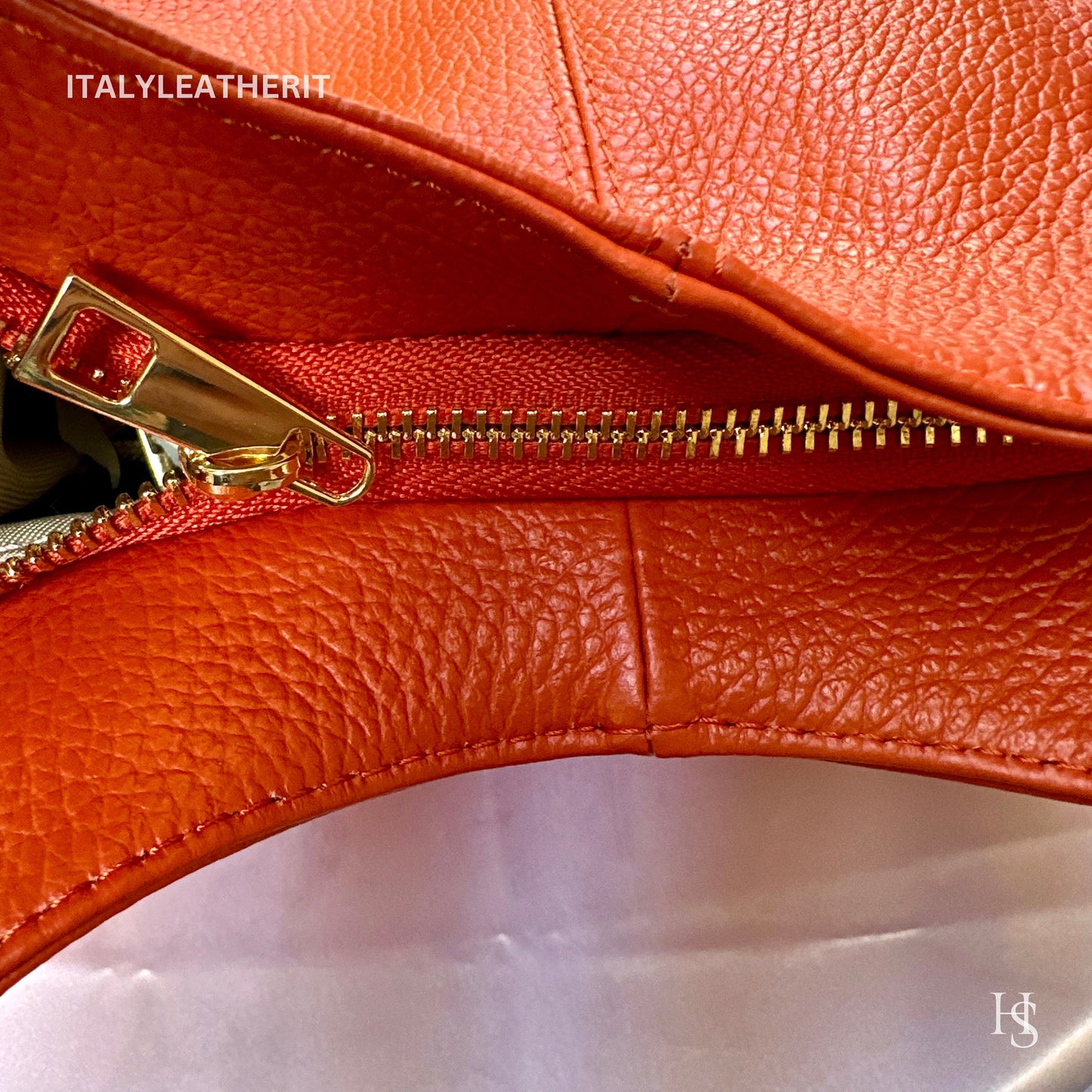 Italian Handmade Soft Leather Bags For Women l Soft Leather From Florence l Orange shoulder Bag